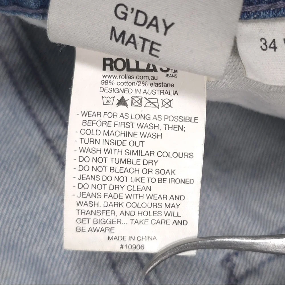 ROLLAS New Men’s THIN CAPTAIN SLIM FIT Jeans Bush Fire Blue Distressed‎ 34x31